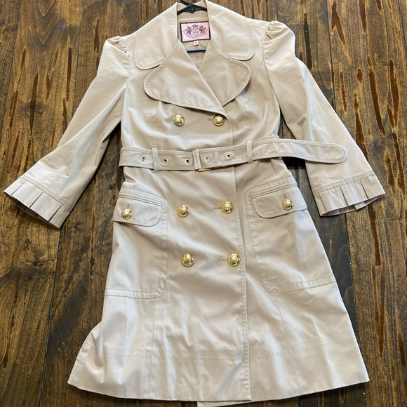 Juicy Couture 3/4 Sleeve Belted Double Breasted Trench Coat - Picture 1 of 6